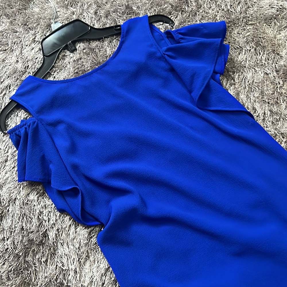 Blue cold shoulder dress